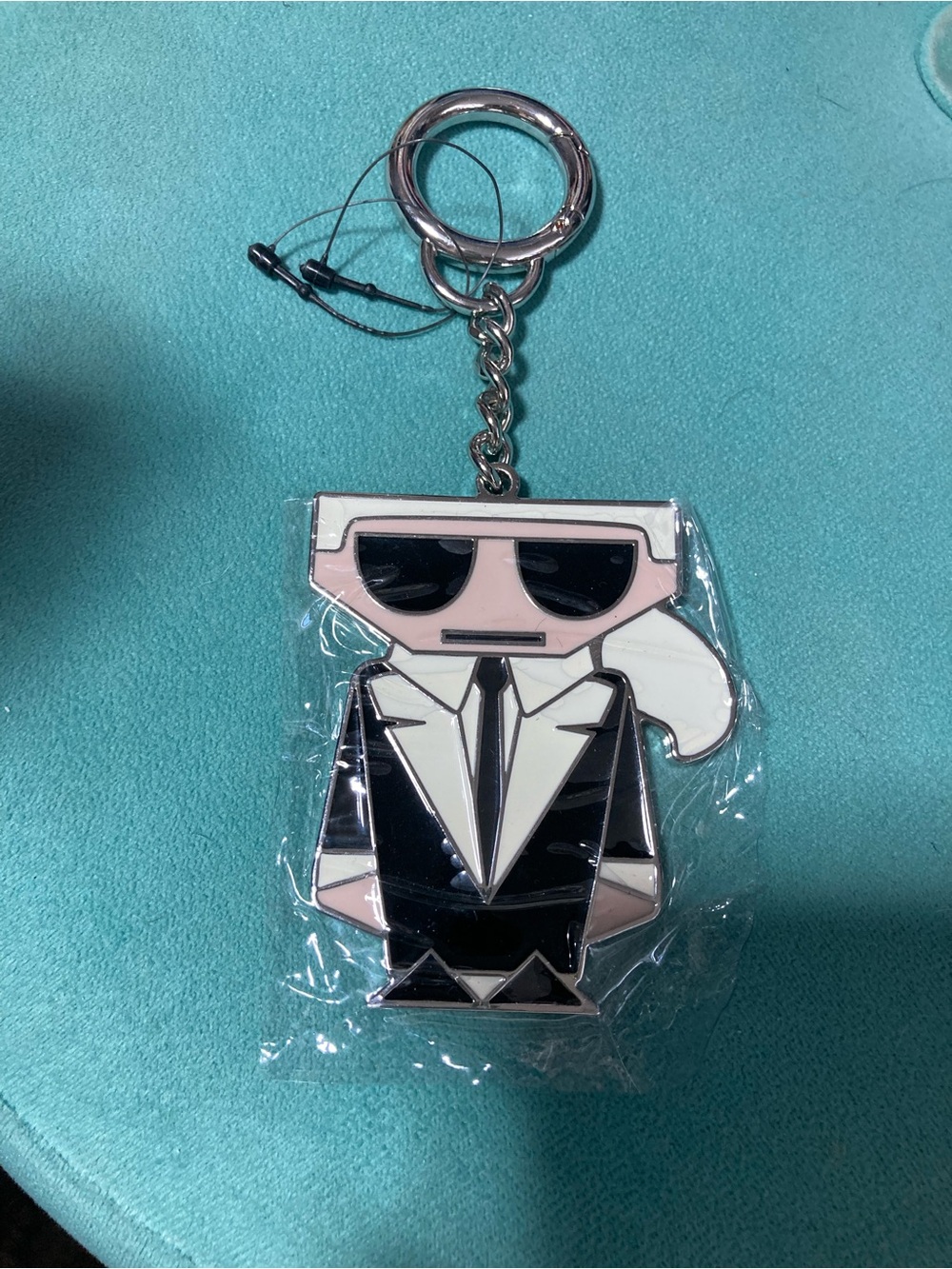 Karl Lagerfeld Black, White & Light Pink Enamel Keychain